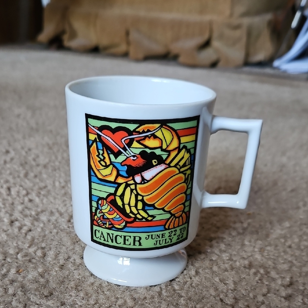 Colorful Zodiac Cancer Mug Vintage 1970s, Spencer Gifts